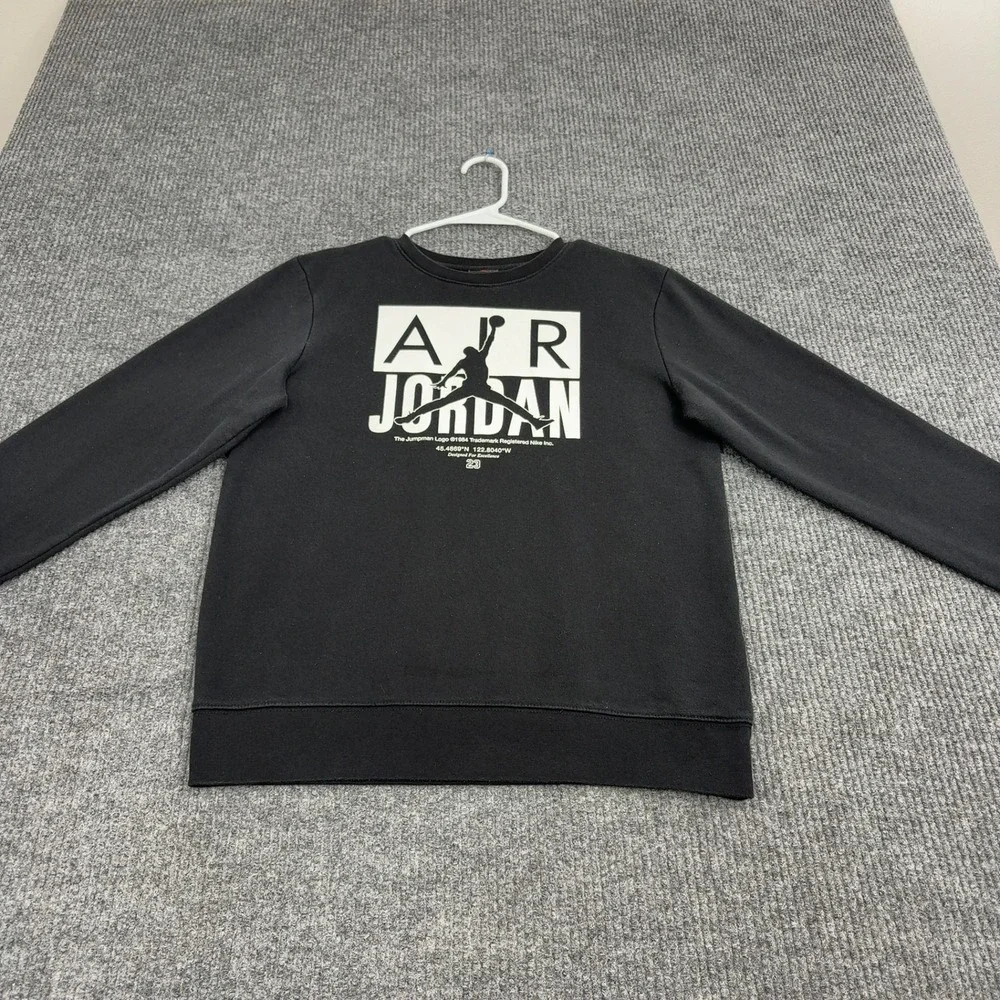 Jordan Sweatshirt‎ Mens M Black Cotton Blend Graphic Jumpman Logo Streetwear